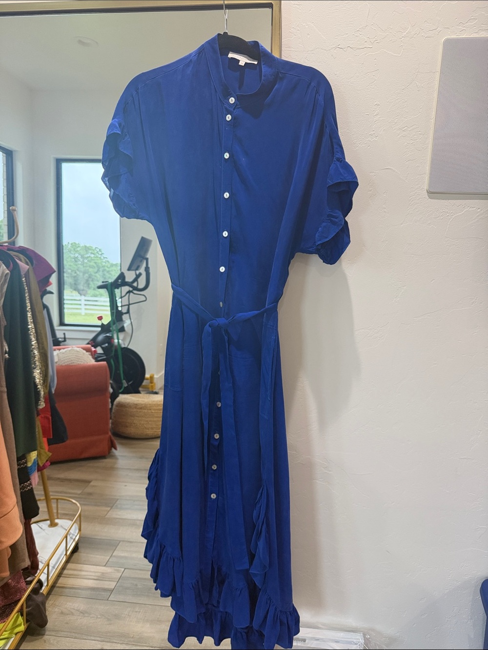 Corey Lynn Calter Cobalt Blue Button-Front Midi Dress